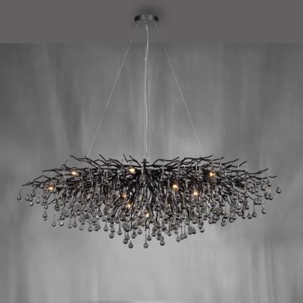 Paul Neuhaus 2031-18 - Pendelleuchte an Kabel ICICLE 15xG9/40W/230V 75x150 cm schwarz