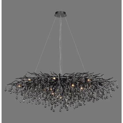 Paul Neuhaus 2031-18 - Pendelleuchte an Kabel ICICLE 15xG9/40W/230V 75x150 cm schwarz