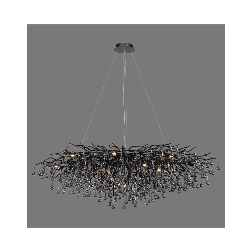Paul Neuhaus 2031-18 - Pendelleuchte an Kabel ICICLE 15xG9/40W/230V 75x150 cm schwarz