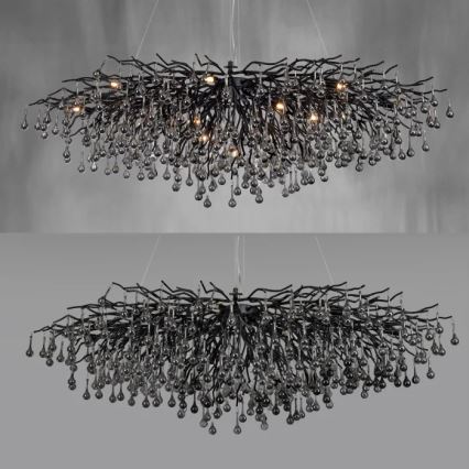 Paul Neuhaus 2031-18 - Pendelleuchte an Kabel ICICLE 15xG9/40W/230V 75x150 cm schwarz