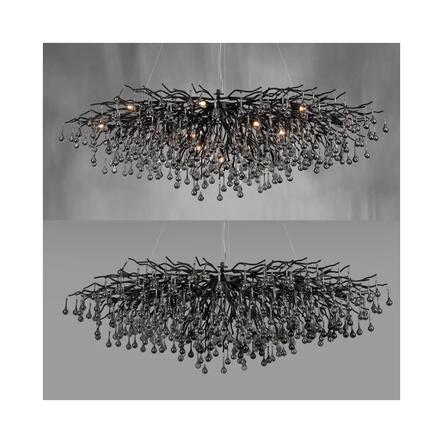 Paul Neuhaus 2031-18 - Pendelleuchte an Kabel ICICLE 15xG9/40W/230V 75x150 cm schwarz