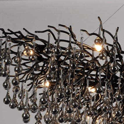 Paul Neuhaus 2031-18 - Pendelleuchte an Kabel ICICLE 15xG9/40W/230V 75x150 cm schwarz