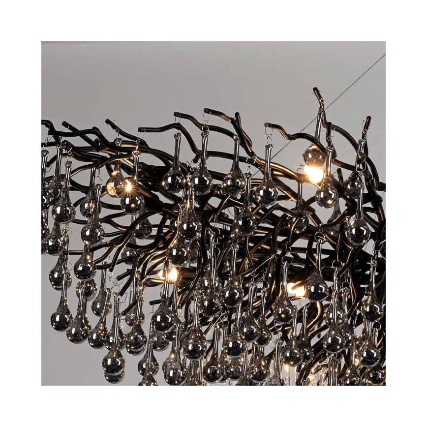 Paul Neuhaus 2031-18 - Pendelleuchte an Kabel ICICLE 15xG9/40W/230V 75x150 cm schwarz