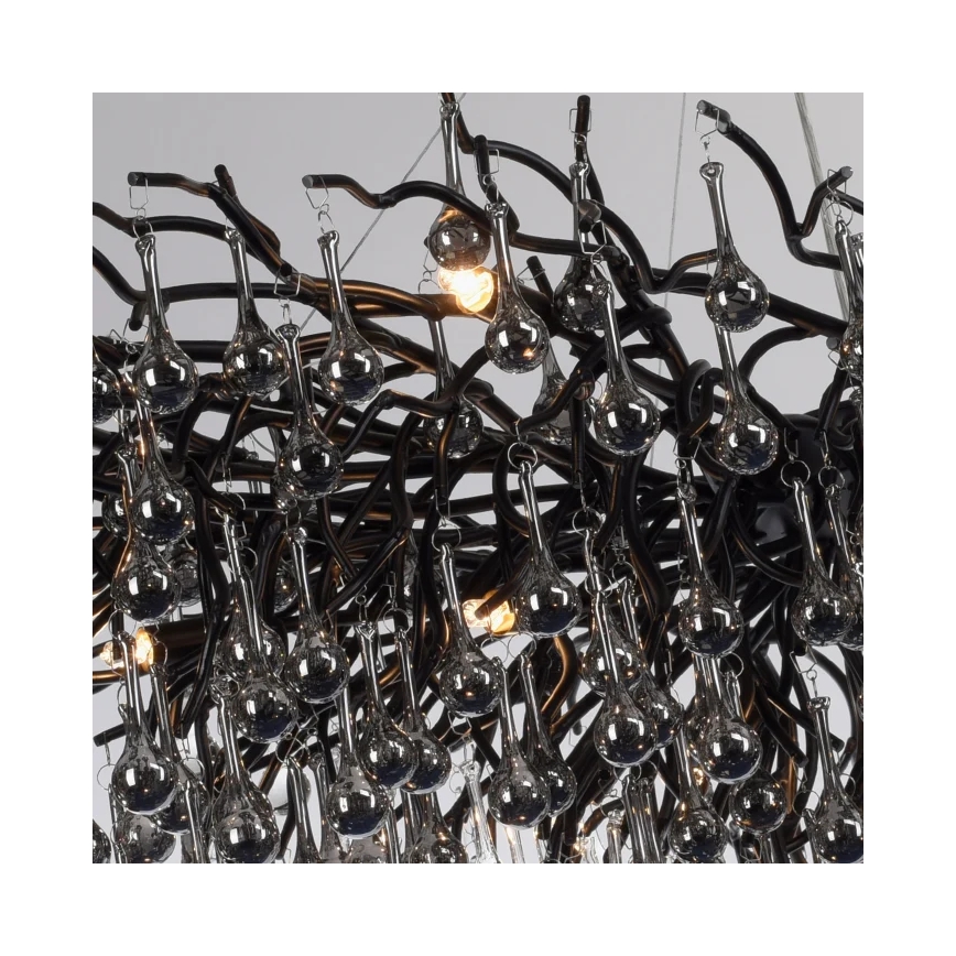 Paul Neuhaus 2031-18 - Pendelleuchte an Kabel ICICLE 15xG9/40W/230V 75x150 cm schwarz