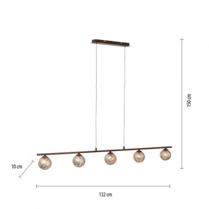Paul Neuhaus 2040-48 - Lampadario a sospensione con filo GRETA 5xG9/40W/230V