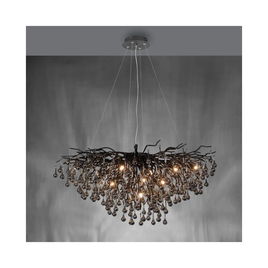Paul Neuhaus 2192-18 - Lampadario a sospensione con cavo ICICLE 10xG9/40W/230V 50x100 cm nero