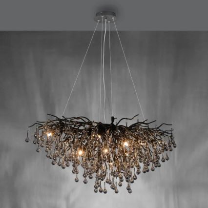 Paul Neuhaus 2192-18 - Lampadario a sospensione con cavo ICICLE 10xG9/40W/230V 50x100 cm nero