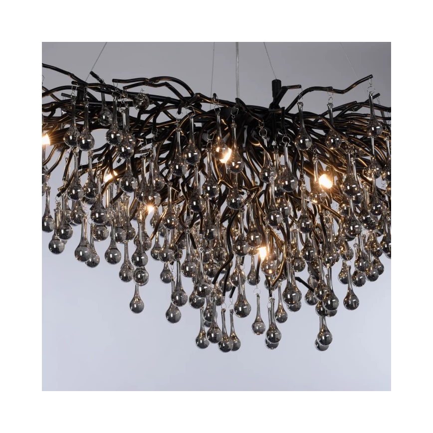 Paul Neuhaus 2192-18 - Pendelleuchte ICICLE an Stahlseil 10xG9/40W/230V 50x100 cm schwarz