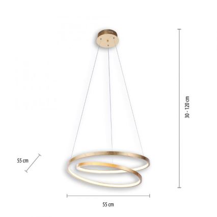 Paul Neuhaus 2472-12 - Suspension filaire LED à intensité variable ROMAN LED/30W/230V dorée