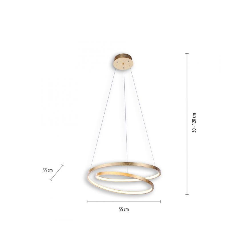 Paul Neuhaus 2472-12 - Suspension filaire LED à intensité variable ROMAN LED/30W/230V dorée