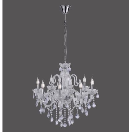 Paul Neuhaus 3081-00 - Lampadario di cristallo su catena GRACIA 8xE14/40W/230V argento
