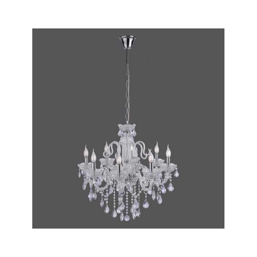 Paul Neuhaus 3081-00 - Lampadario di cristallo su catena GRACIA 8xE14/40W/230V argento