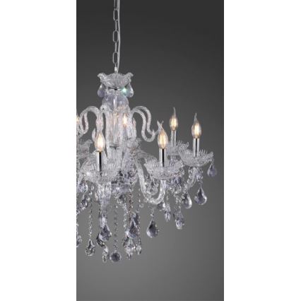 Paul Neuhaus 3081-00 - Lampadario di cristallo su catena GRACIA 8xE14/40W/230V argento