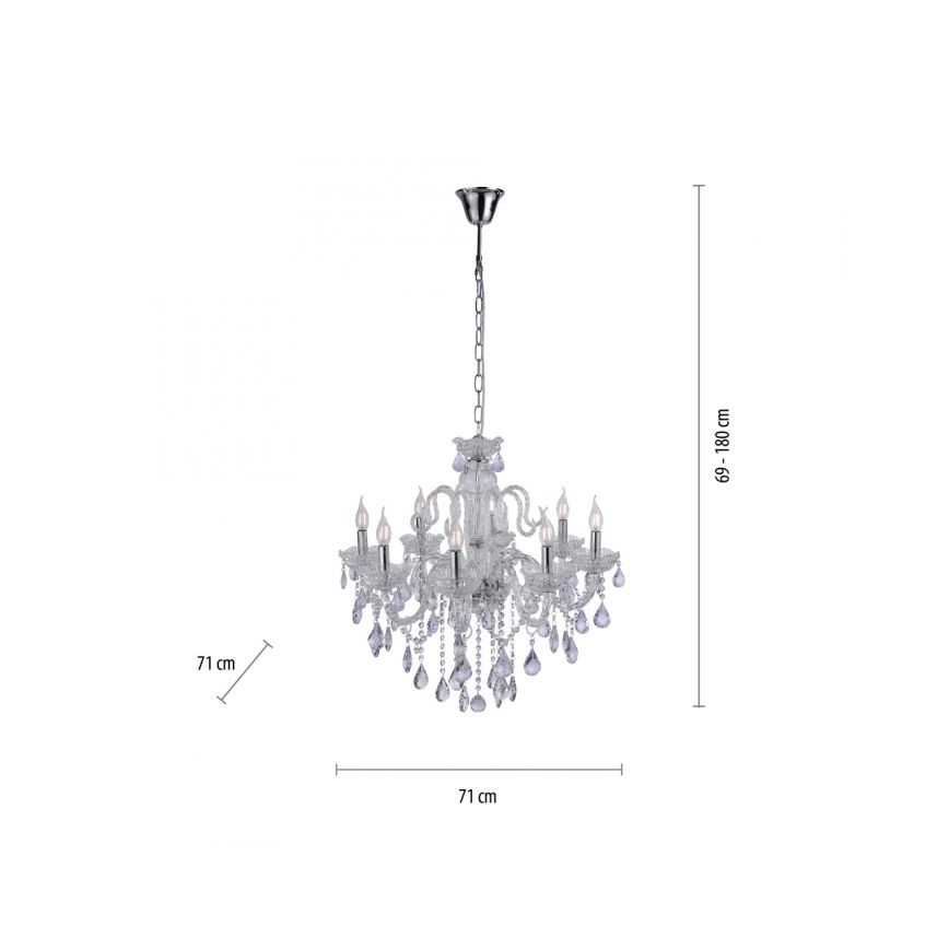 Paul Neuhaus 3081-00 - Lampadario di cristallo su catena GRACIA 8xE14/40W/230V argento
