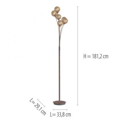 Paul Neuhaus 398-48 - Lampadaire GRETA 6xG9/40W/230V