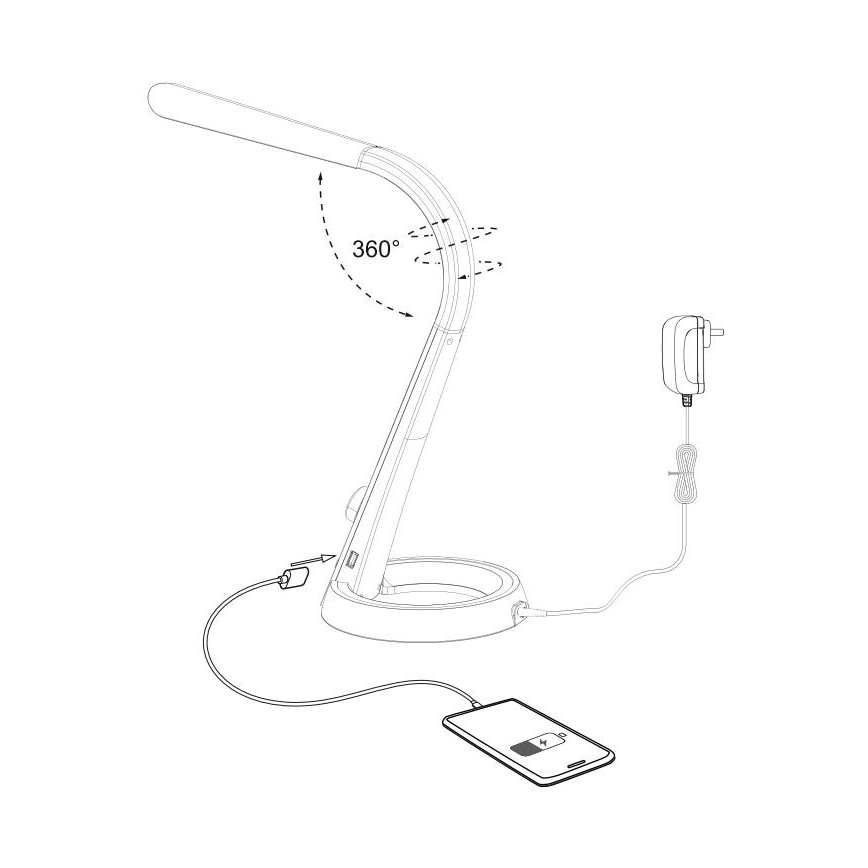 Paul Neuhaus 4591-95 - LED RGB Dimmbare Tischleuchte BILL LED/5,7W/230V 3000-6500K USB + LED/1,6W mattchrom
