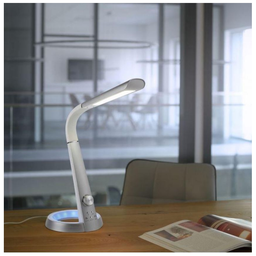 Paul Neuhaus 4591-95 - LED RGB Dimmbare Tischleuchte BILL LED/5,7W/230V 3000-6500K USB + LED/1,6W mattchrom