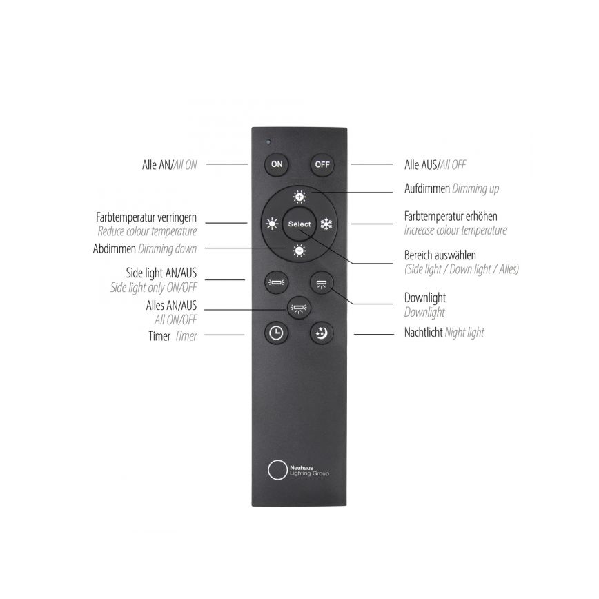 Paul Neuhaus 6121-79 - Spot à intensité variable LED PURE 4xLED/4W/230V + LED/9W 2700-5000K + télécommande