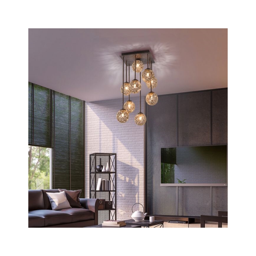 Paul Neuhaus 6238-48 - Lampadario a sospensione con supporto rigido GRETA 9xG9/40W/230V