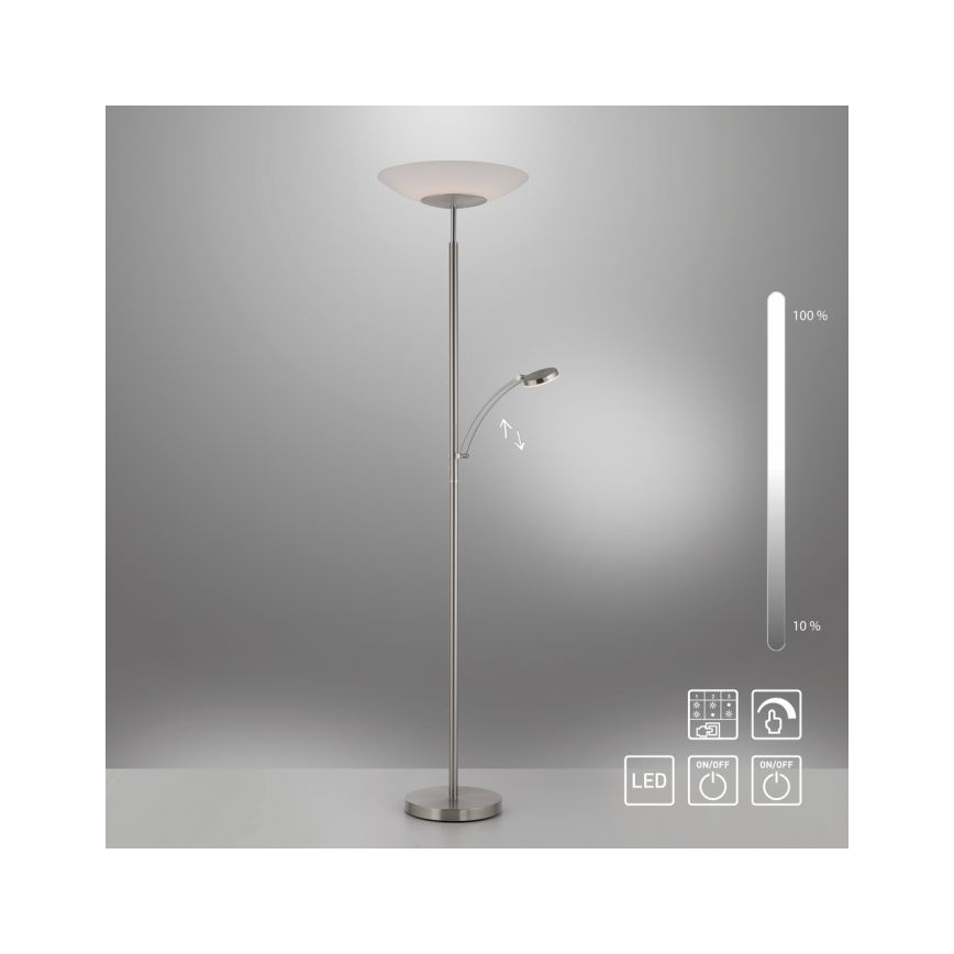 Paul Neuhaus 655-55 - Lampadaire à intensité variable ALFRED 1xLED/28W+1xLED/4W/230V chrome brillant