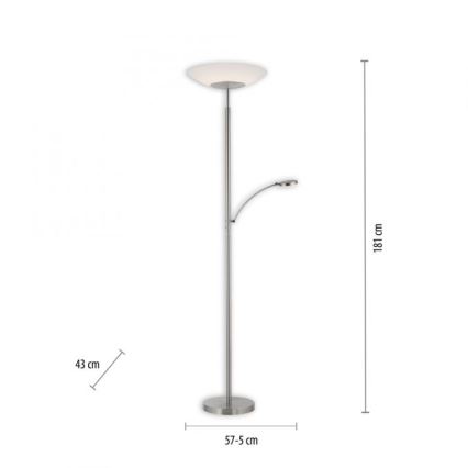 Paul Neuhaus 655-55 - Lampadaire à intensité variable ALFRED 1xLED/28W+1xLED/4W/230V chrome brillant