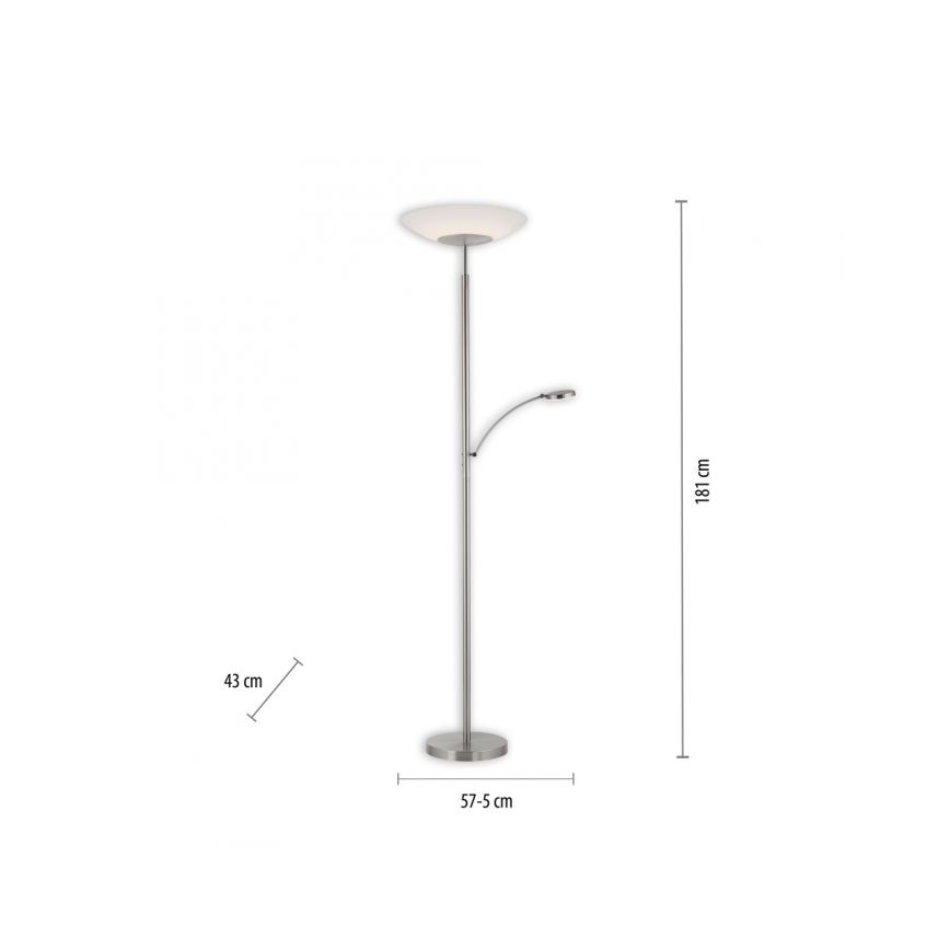 Paul Neuhaus 655-55 - Lampadaire à intensité variable ALFRED 1xLED/28W+1xLED/4W/230V chrome brillant