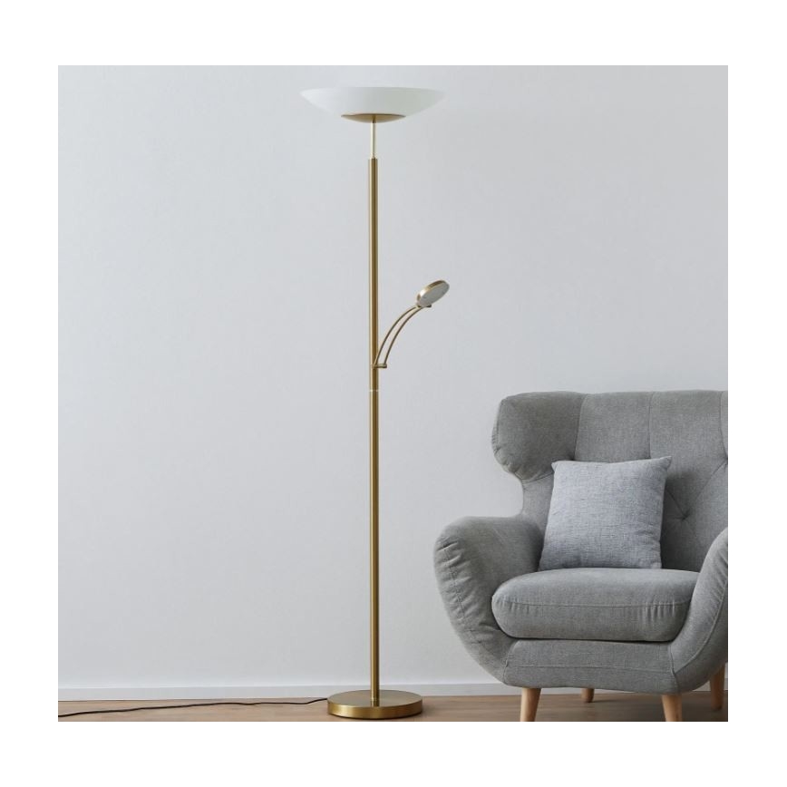 Paul Neuhaus 655-60 - Piantana LED dimmerabile ALFRED LED/28W/230V+LED/4W/230V ottone