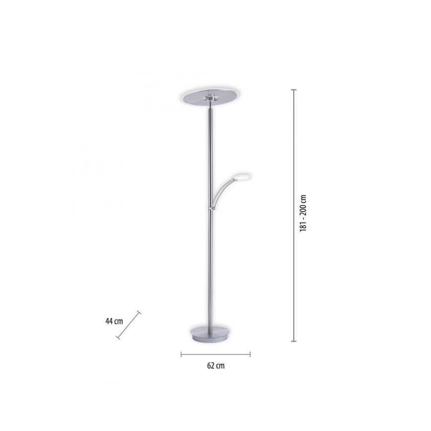 Paul Neuhaus 673-55 - Lampada da terra dimmerabile a LED ARTUR 2xLED/21W/230V+1xLED/6W cromo lucido