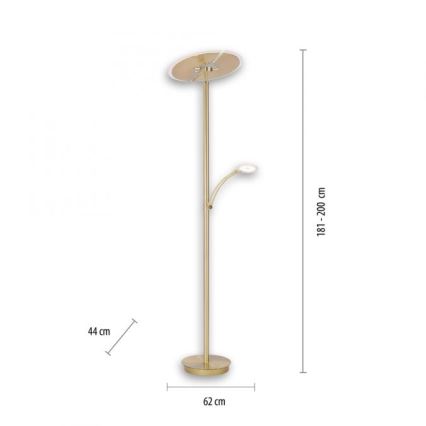 Paul Neuhaus 673-60 - Dimmbare LED-Stehleuchte ARTUR 2xLED/21W/230V+LED/6W goldfarben