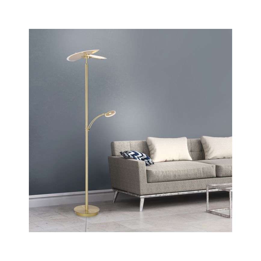 Paul Neuhaus 673-60 - Lampadaire LED à intensité variable ARTUR 2xLED/21W/230V+1xLED/6W/230V doré