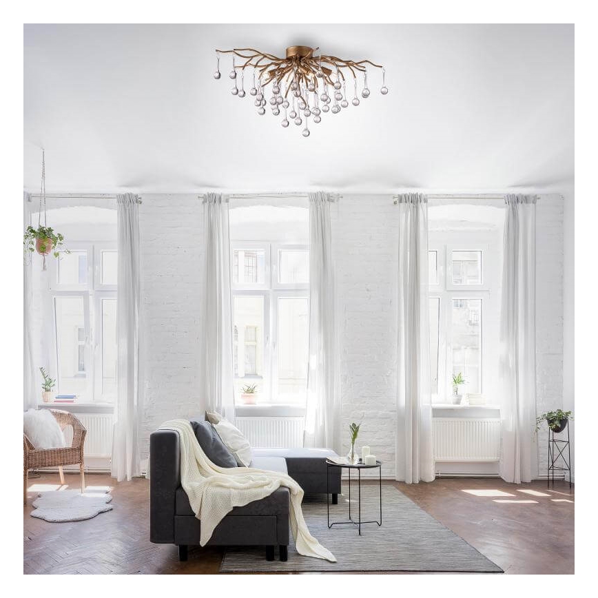 Paul Neuhaus 8090-11 - Lampadario a plafone ICICLE 4xG9/40W/230V 30x60 cm ottone