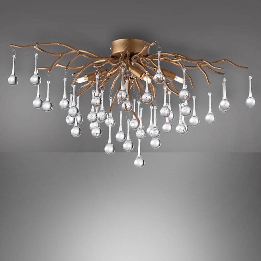 Paul Neuhaus 8090-11 - Plafonnier ICICLE 4xG9/40W/230V 30x60 cm laiton