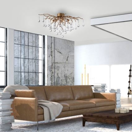Paul Neuhaus 8090-11 - Plafonnier ICICLE 4xG9/40W/230V 30x60 cm laiton