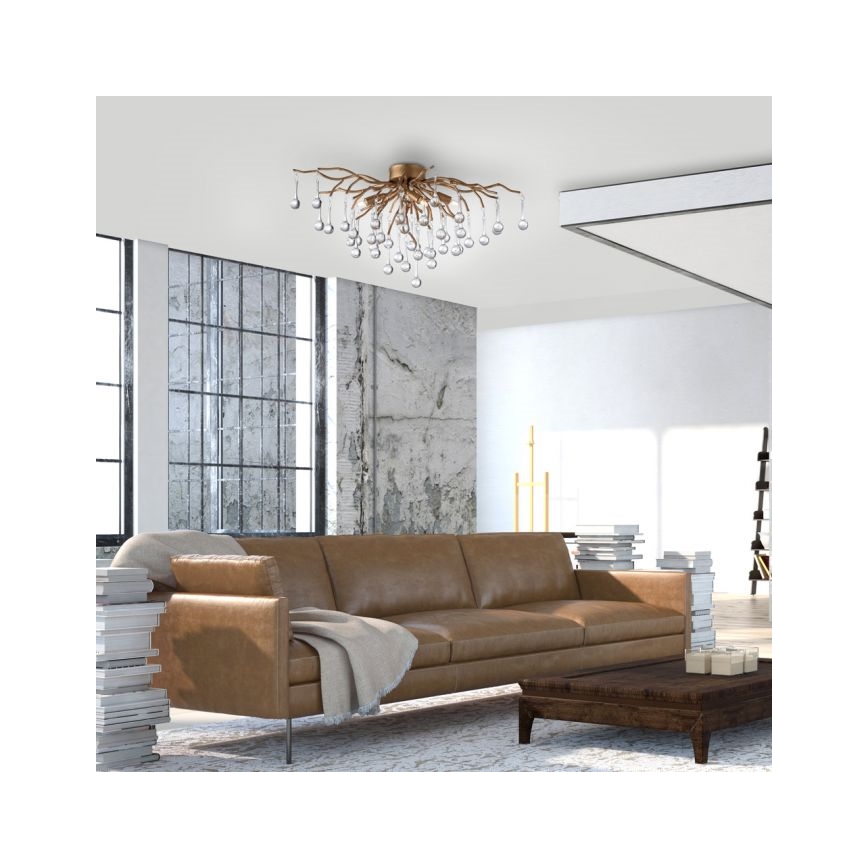 Paul Neuhaus 8090-11 - Plafonnier ICICLE 4xG9/40W/230V 30x60 cm laiton