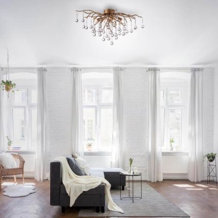 Paul Neuhaus 8090-11 - Plafonnier ICICLE 4xG9/40W/230V 30x60 cm laiton