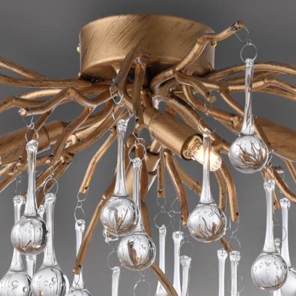 Paul Neuhaus 8090-11 - Plafonnier ICICLE 4xG9/40W/230V 30x60 cm laiton