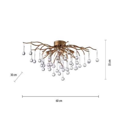 Paul Neuhaus 8090-11 - Plafonnier ICICLE 4xG9/40W/230V 30x60 cm laiton