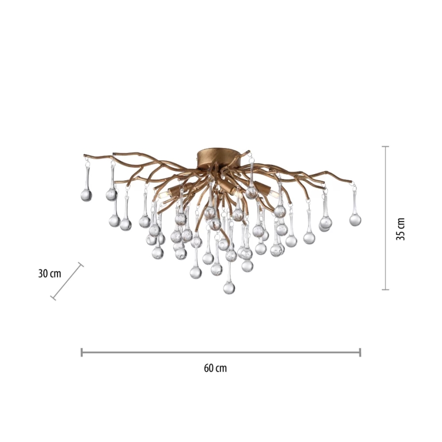 Paul Neuhaus 8090-11 - Plafonnier ICICLE 4xG9/40W/230V 30x60 cm laiton