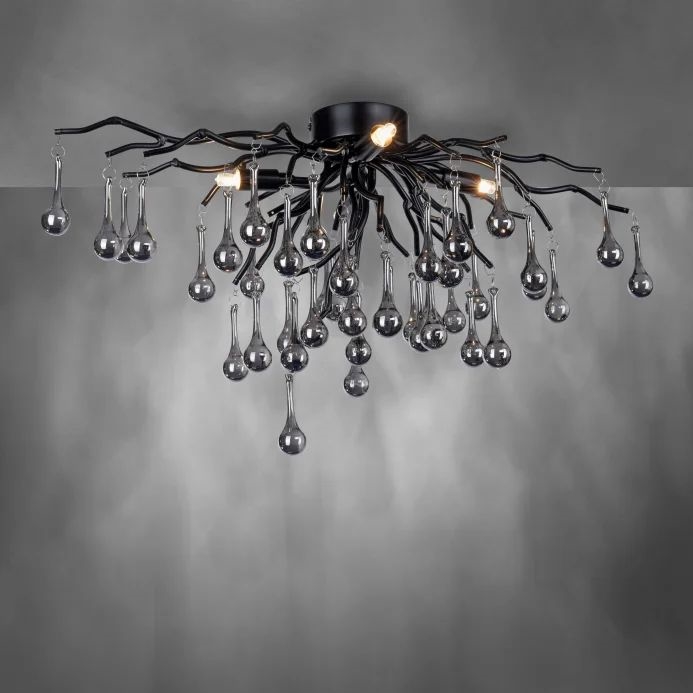 Paul Neuhaus 8090-18 - Aufgesetzte Deckenleuchte ICICLE 4xG9/40W/230V 30x60 cm schwarz