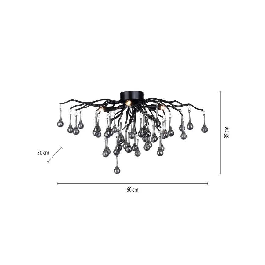 Paul Neuhaus 8090-18 - Aufgesetzte Deckenleuchte ICICLE 4xG9/40W/230V 30x60 cm schwarz