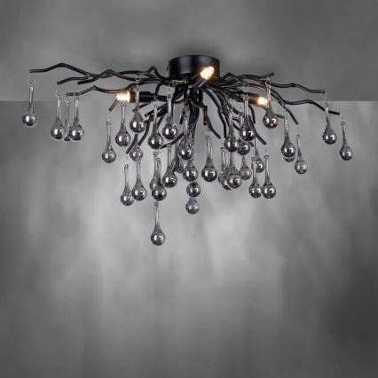 Paul Neuhaus 8090-18 - Lustre à montage en saillie ICICLE 4xG9/40W/230V 30x60 cm noir