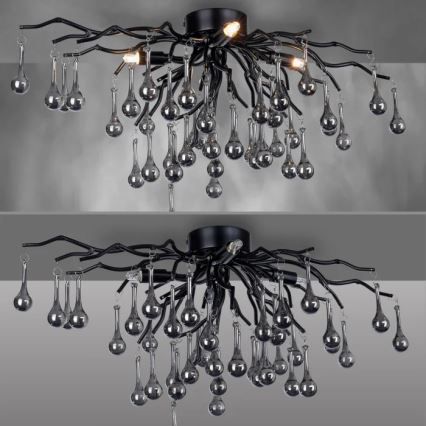 Paul Neuhaus 8090-18 - Lustre à montage en saillie ICICLE 4xG9/40W/230V 30x60 cm noir