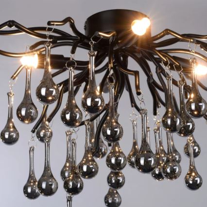 Paul Neuhaus 8090-18 - Lustre à montage en saillie ICICLE 4xG9/40W/230V 30x60 cm noir