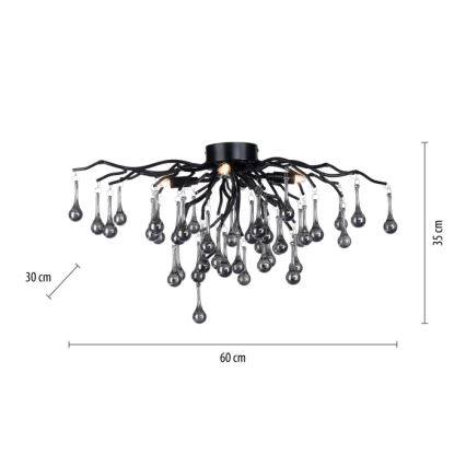 Paul Neuhaus 8090-18 - Lustre à montage en saillie ICICLE 4xG9/40W/230V 30x60 cm noir