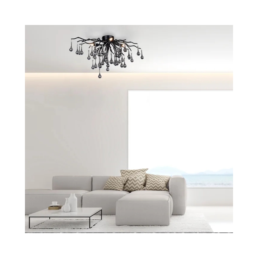 Paul Neuhaus 8090-18 - Plafoniera a montaggio superficiale ICICLE 4xG9/40W/230V 30x60 cm nero