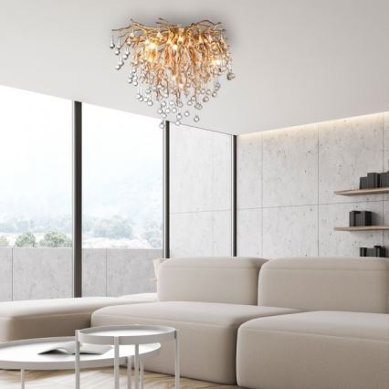 Paul Neuhaus 8091-11 - Lampadario a plafone ICICLE 9xG9/40W/230V diametro 50 cm ottone