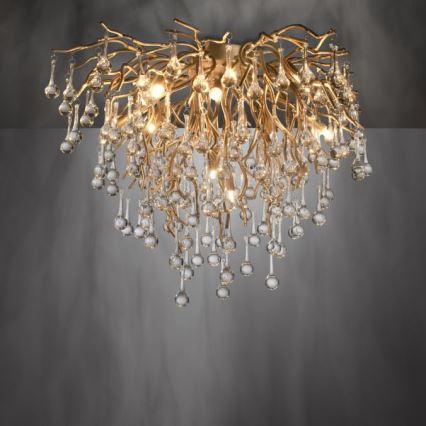 Paul Neuhaus 8091-11 - Plafonnier ICICLE 9xG9/40W/230V d. 50 cm laiton