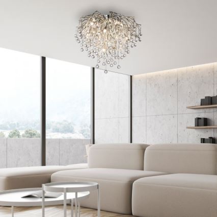 Paul Neuhaus 8091-55 - Lampadario a plafone ICICLE 9xG9/40W/230V diametro 50 cm cromo lucido