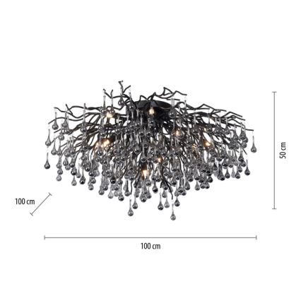 Paul Neuhaus 8092-18 - Plafone ICICLE 14xG9/40W/230V Ø 100 cm nero
