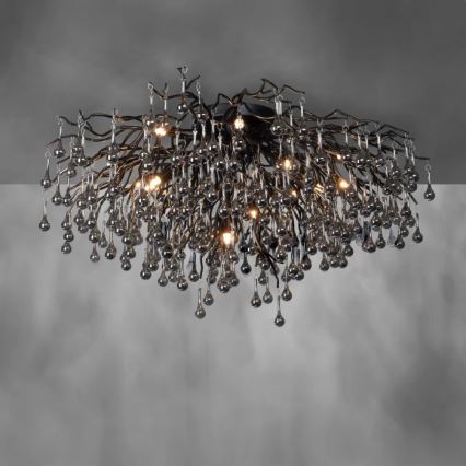 Paul Neuhaus 8092-18 - Plafonnier ICICLE à montage en surface 14xG9/40W/230V Ø 100 cm noir